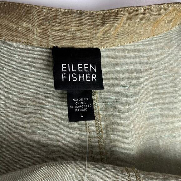 Eileen Fisher Crinkle Round Neck Jacket Lightweight Button Up Linen Blend L NWT - Picture 3 of 16